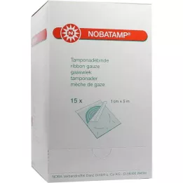 NOBATAMP-jałowy bandaż tamponadowy 1 cm x 5 m, 15 szt