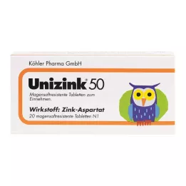 UNIZINK 50 tabletek dojelitowych, 20 szt
