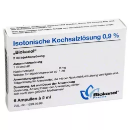 ISOTONISCHE Roztwór soli fizjologicznej 0,9% Biokanol ampułki, 6X2 ml