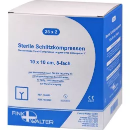 SCHLITZKOMPRESSEN 10x10 cm sterylne 8-drożne, 25X2 szt