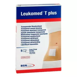LEUKOMED plaster jałowy transp.plus 5x7,2 cm, 5 szt