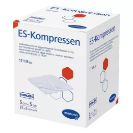 ES-KOMPRESSEN sterylne 5x5 cm 8-drożne, 25X2 szt