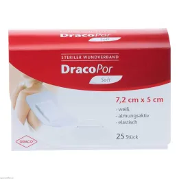DracoPor Soft biały opatrunek na rany 7,2x5 cm sterylny, 25 szt