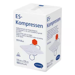ES-KOMPRESSEN niejałowe 7,5x7,5 cm 8-drożne, 100 szt