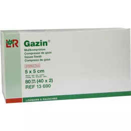 GAZIN Gaza 5x5 cm jałowa 12-warstwowa, 40X2 szt
