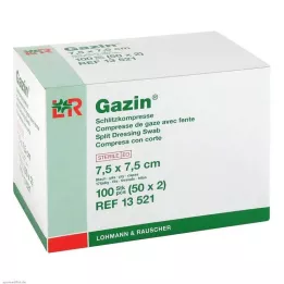 GAZIN Kompresy rozcięte 7,5x7,5 cm jałowe 8-warstwowe, 50X2 szt