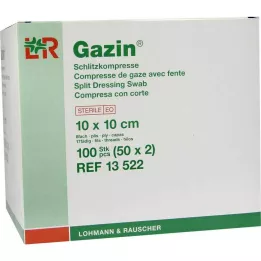 GAZIN Kompresy nacinane 10x10 cm jałowe 8-warstwowe, 50X2 szt