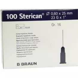 STERICAN Kaniulowie luer-Lok 0,60x25 mm Gr.16 Blue, 100 szt
