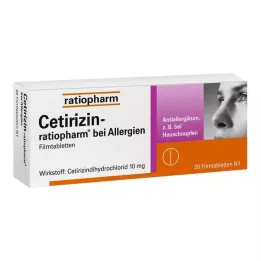 CETIRIZIN-ratiopharm na alergie 10 mg tabletki powlekane, 20 szt