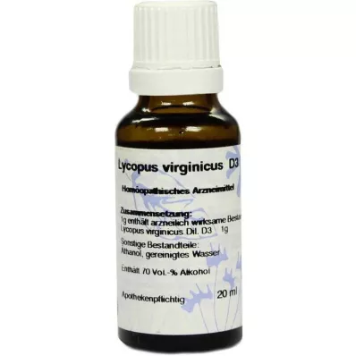 LYCOPUS VIRGINICUS Rozcieńczenie D3, 20 ml LYCOPUS VIRGINICUS Rozcieńczenie D3, 20 ml