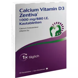 Witamina wapnia D3 Zentiva 1000 mg / 880 I.e. Tabletki do żucia, 48 szt