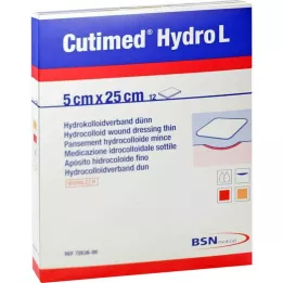 CUTIMED Hydro L Bandaż hydrokoloidowy cienki 5x25 cm, 12 szt