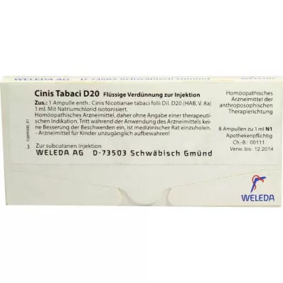 CINIS TABACI D 20 ampułek, 8X1 ml CINIS TABACI D 20 ampułek, 8X1 ml