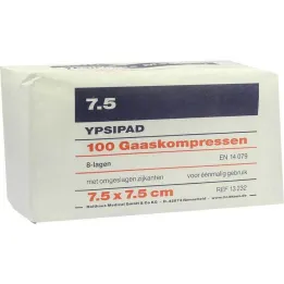 Kompresy z gazy Ypsipad 7,5x7,5 cm niesterylne 8-krotne, 100 sztuk