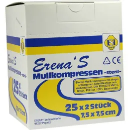 Erena Sterylny kompres z gazy 7,5x7, 25x2 szt