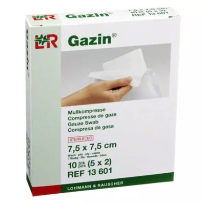 GAZIN Gaza 7,5x7,5 cm jałowa 8-warstwowa, 5X2 szt
