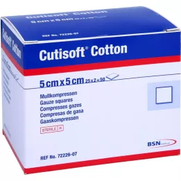 CUTISOFT Kompres bawełniany 5x5 cm jałowy 12-warstwowy, 25X2 szt