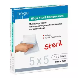 HÖGA-KOMPRESSEN 5x5 cm sterylne 8-drożne, 5X2 szt