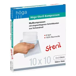HÖGA-KOMPRESSEN 10x10 cm sterylne 8-drożne, 5X2 szt