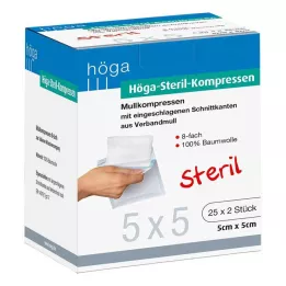 HÖGA-KOMPRESSEN 5x5 cm sterylne 8 razy, 25x2 szt