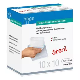 HÖGA-KOMPRESSEN 10x10 cm sterylne 8-drożne, 25X2 szt