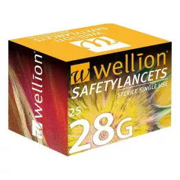 WELLION Lancety bezpieczne 28 G Lancety bezpieczne jednorazowe, 25 szt