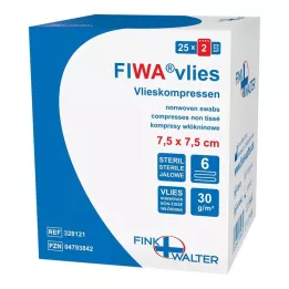 VLIESKOMPRESSEN 7,5x7,5 cm sterylne 6-drożne, 25X2 szt