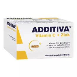 ADDITIVA Kapsułki Witamina C+Cynk Depot, Opakowanie promocyjne, 80 szt