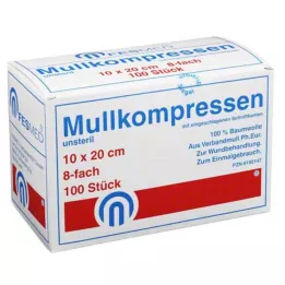 MULLKOMPRESSEN ES 10x20 cm niesterylne 8-warstwowe, 100 szt