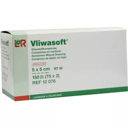 VLIWASOFT Kompresy włókninowe 5x5 cm jałowe 4l., 150 szt