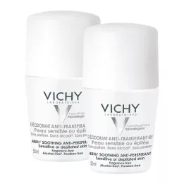 VICHY DEO Roll-on Sensitive Antitrans.48h Opakowanie podwójne, 2X50 ml