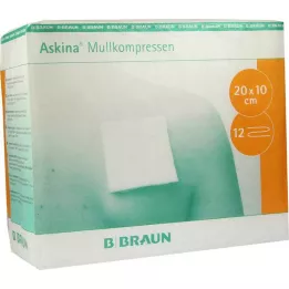 ASKINA Kompresy gazowe 10x20 cm niejałowe 12-warstwowe, 100 szt