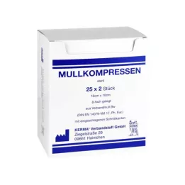 MULLKOMPRESSEN 10x10 cm sterylne 8-krotne BW, 25X2 szt