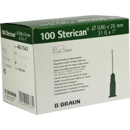 STERICAN Kaniule 21 Gx1 0,8x25 mm, 100 szt