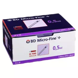 BD MICRO-FINE+ Strzykawka insulinowa 0,5 ml U100 8 mm, 100X0,5 ml