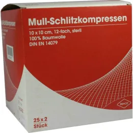 Kompresy szczelinowe z gazy 10x10, 25x2 sztuki