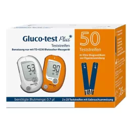 GLUCO TEST Plus paski do pomiaru glukozy we krwi, 50 szt