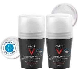 Vichy Homme Deo Roll on do skóry wrażliwej 48h DP (2x50 ml)