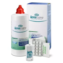 LENSCARE Optisept Kombip.350 ml+45 Tab.+1 Beh., 1 P