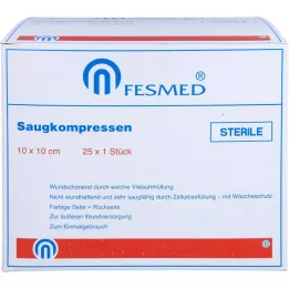SAUGKOMPRESSEN sterylne 10x10 cm, 25X1 szt