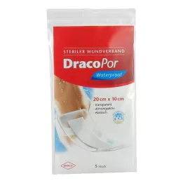 DRACOPOR opatrunek na rany wodoodporny 10x20 cm jałowy, 5 szt
