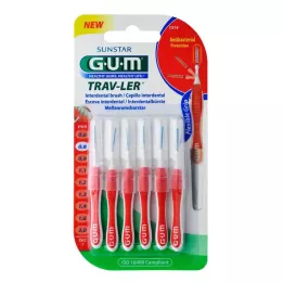 GUM TRAV-LER 0,8mm świeca międzyzębowa czerwona + 6 nasadek, 6 szt