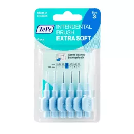 TEPE Szczoteczka międzyzębowa x-soft 0,6mm ISO 3 niebieskie, 6 szt