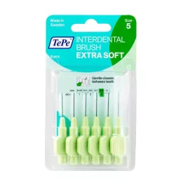TEPE Szczoteczka międzyzębowa x-soft 0,8mm ISO 5 zielona, 6 szt