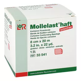 MOLLELAST plastry samoprzylepne bez lateksu 8 cm x 20 m czerwone, 1 szt