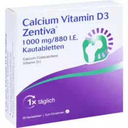 Witamina wapnia D3 Zentiva 1000 mg / 880 I.e. Tabletki do żucia, 20 szt