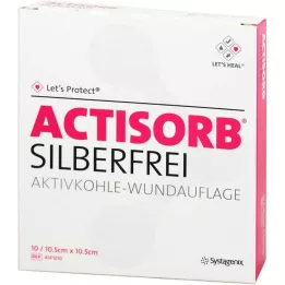 ACTISORB SILBERFREI 10,5x10,5 cm węgiel aktywny, 10 sztuk
