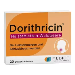 DORITHRICIN Pastylki do ssania na gardło o smaku dzikiej jagody, 20 szt