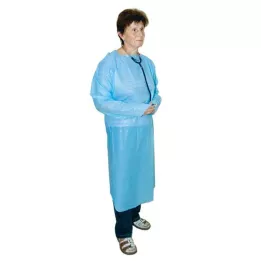 SCHÜRZE Jednorazowe PE niebieskie 120 cm niejałowe z rękawem, 1 szt