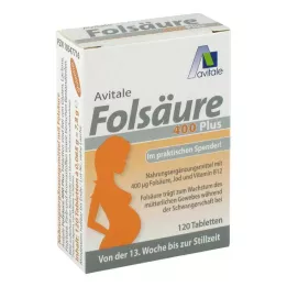 FOLSÄURE 400 Plus B12+Jod Tabletki, 120 szt